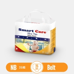 Smart Care Baby Belt Diaper, New Born- Ultra Thin (2-5 Kg)-(1x25Pcs)