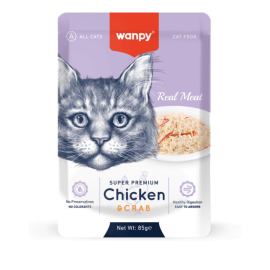 Wanpy Super Premium Cat Pouch Chicken & Crab 85gm
