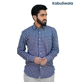 White and Blue Checked Full Sleeve Casual Shirt