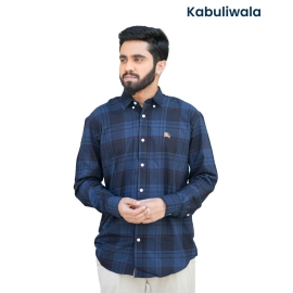 Premium Navy Blue-Black Plaid Full Sleeve Shirt