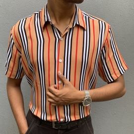 Classic Orange-White/Black Stripe Shirt
