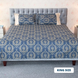 Navy Trophy Print Bed Sheet