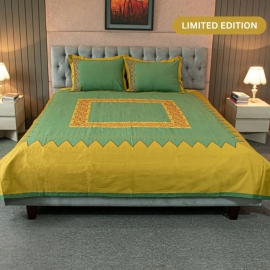 Mustard Meadow Embroidery Bed Sheet