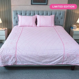 Baby Pink Embroidery Bedsheet