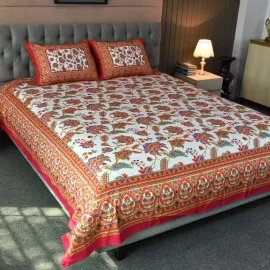 Blossom Dreams Print Bed Sheet – Persian Red