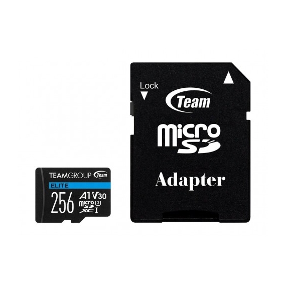 Team Elite A1 256GB U3 Micro SDXC UHS-I V30 Memory Card with Adapter