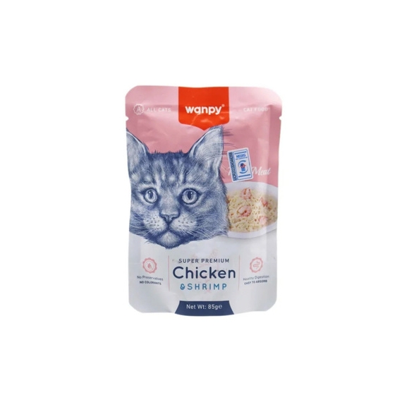 Wanpy Super Premium Cat Pouch Chicken & Shrimp 85gm