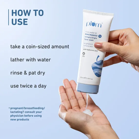Plum Rice Water & 2% Niacinamide Simply Bright Face Wash 100ml, 3 image