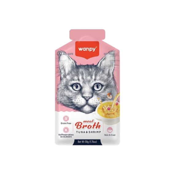 Wanpy Meat Broth Cat Pouch Tuna & Shrimp 50gm