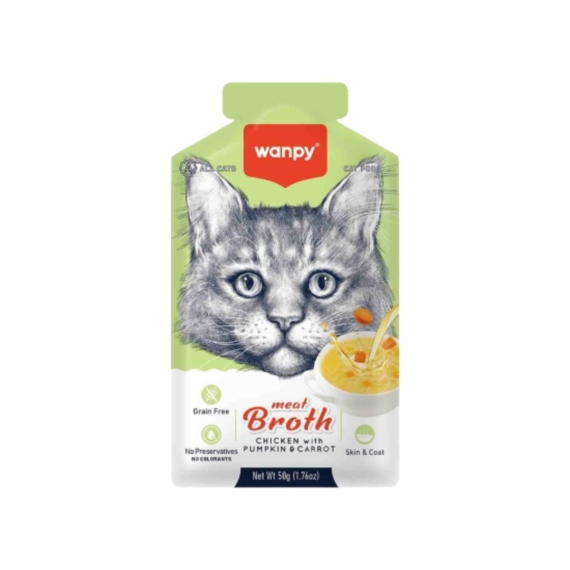 Wanpy Meat Broth Cat Pouch Chicken, Pumpkin & Carrot 50 gm