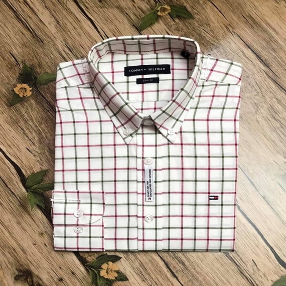 Cream Color Shirt With Red/Black Checks